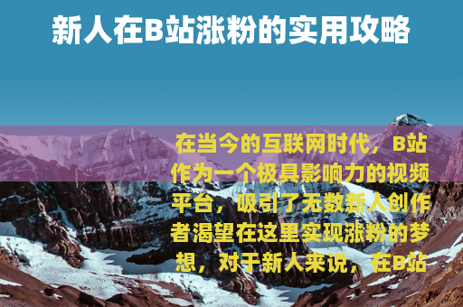 新人在B站涨粉的实用攻略