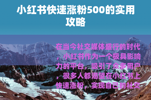 小红书快速涨粉500的实用攻略