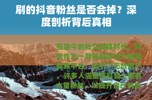 刷的抖音粉丝是否会掉？深度剖析背后真相