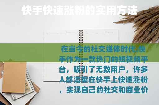 快手快速涨粉的实用方法