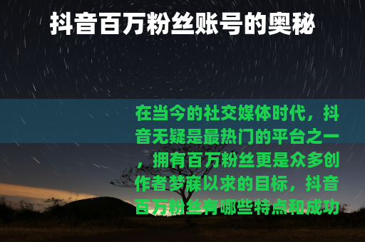 抖音百万粉丝账号的奥秘