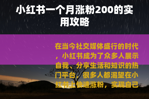 小红书一个月涨粉200的实用攻略