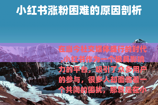 小红书涨粉困难的原因剖析