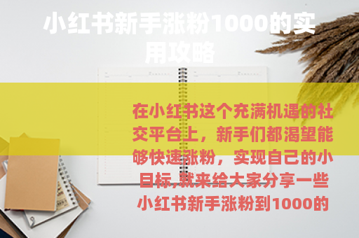 小红书新手涨粉1000的实用攻略