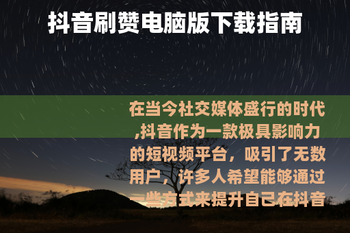 抖音刷赞电脑版下载指南