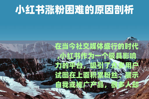 小红书涨粉困难的原因剖析