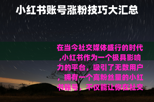 小红书账号涨粉技巧大汇总