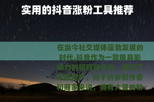 实用的抖音涨粉工具推荐