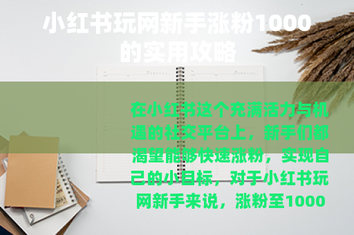 小红书玩网新手涨粉1000的实用攻略