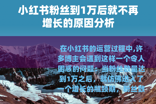小红书粉丝到1万后就不再增长的原因分析