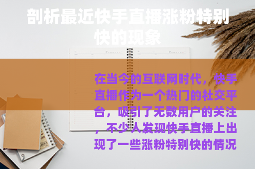 剖析最近快手直播涨粉特别快的现象