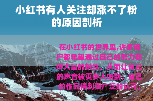 小红书有人关注却涨不了粉的原因剖析