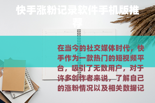 快手涨粉记录软件手机版推荐