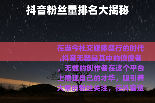 抖音粉丝量排名大揭秘