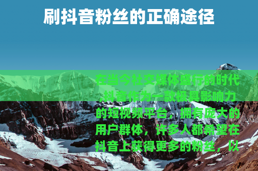 刷抖音粉丝的正确途径