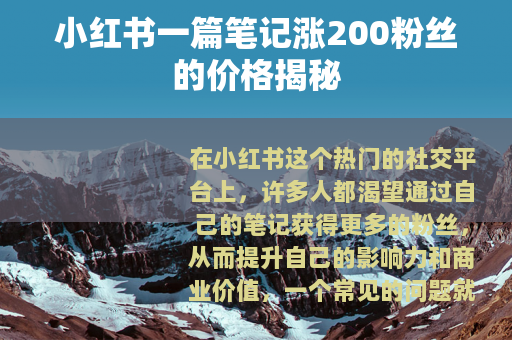小红书一篇笔记涨200粉丝的价格揭秘