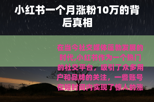 小红书一个月涨粉10万的背后真相