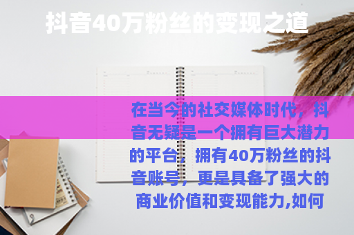 抖音40万粉丝的变现之道