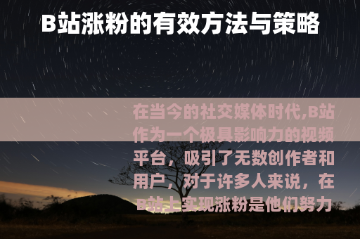 B站涨粉的有效方法与策略