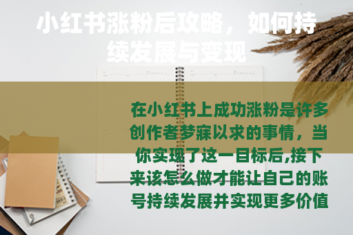 小红书涨粉后攻略，如何持续发展与变现