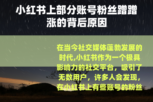 小红书上部分账号粉丝蹭蹭涨的背后原因