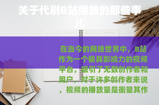 关于代刷B站播放的那些事儿