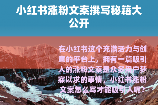 小红书涨粉文案撰写秘籍大公开
