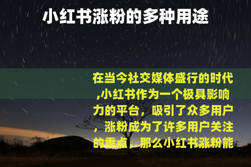 小红书涨粉的多种用途
