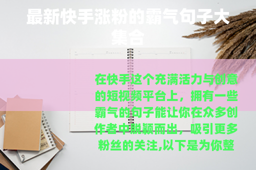最新快手涨粉的霸气句子大集合