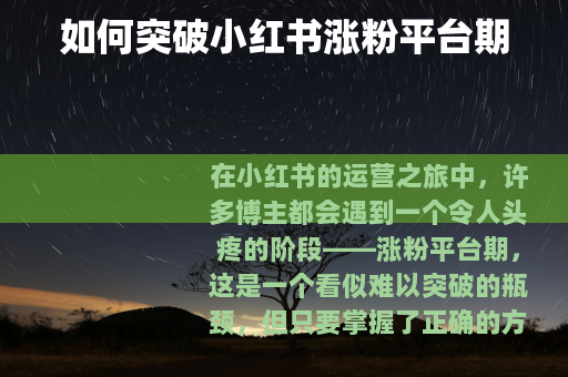 如何突破小红书涨粉平台期