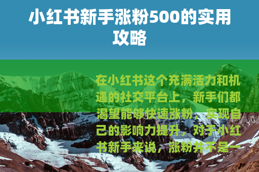 小红书新手涨粉500的实用攻略