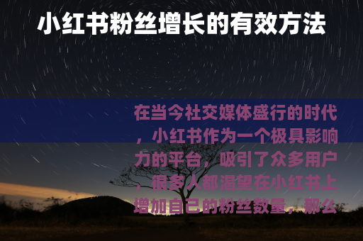 小红书粉丝增长的有效方法