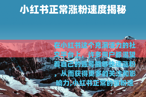 小红书正常涨粉速度揭秘