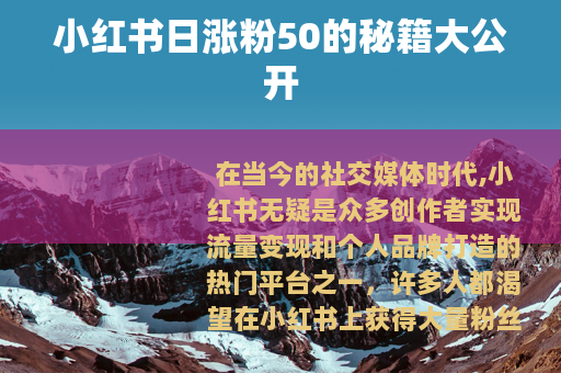 小红书日涨粉50的秘籍大公开