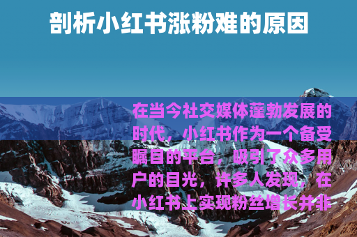 剖析小红书涨粉难的原因