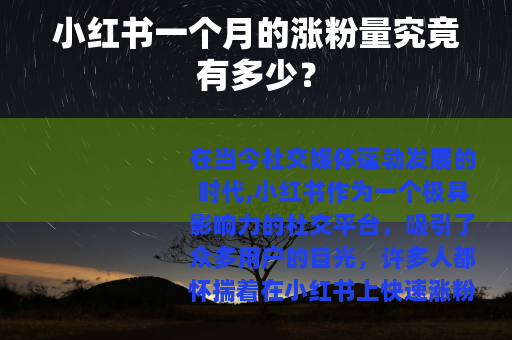 小红书一个月的涨粉量究竟有多少？