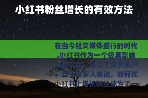 小红书粉丝增长的有效方法