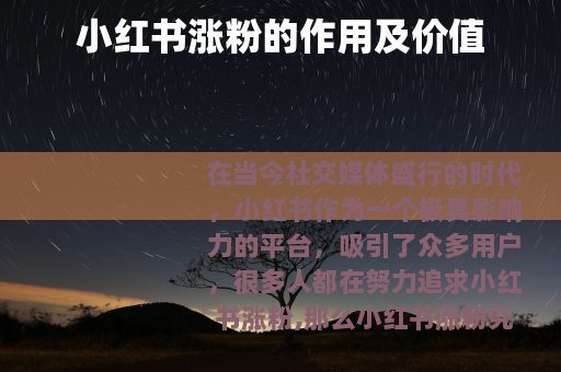 小红书涨粉的作用及价值