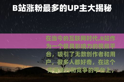 B站涨粉最多的UP主大揭秘