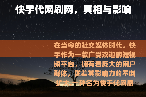 快手代网刷网，真相与影响