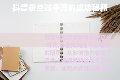 抖音粉丝过千万的成功秘籍