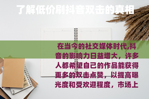了解低价刷抖音双击的真相