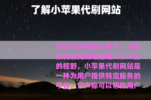 了解小苹果代刷网站
