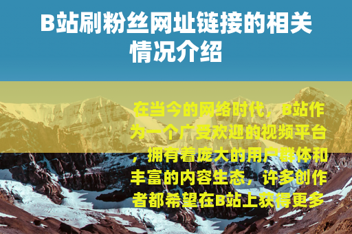 B站刷粉丝网址链接的相关情况介绍