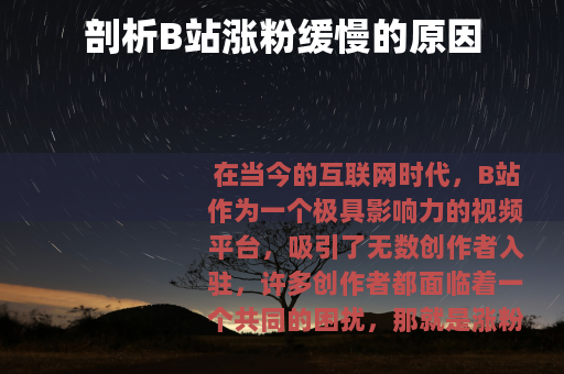 剖析B站涨粉缓慢的原因