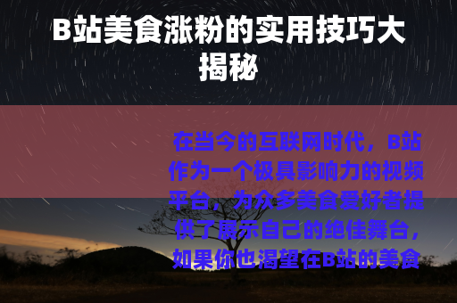 B站美食涨粉的实用技巧大揭秘