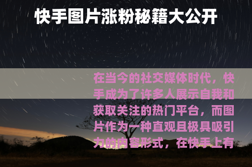 快手图片涨粉秘籍大公开