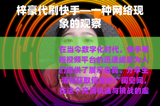 梓豪代刷快手—一种网络现象的观察