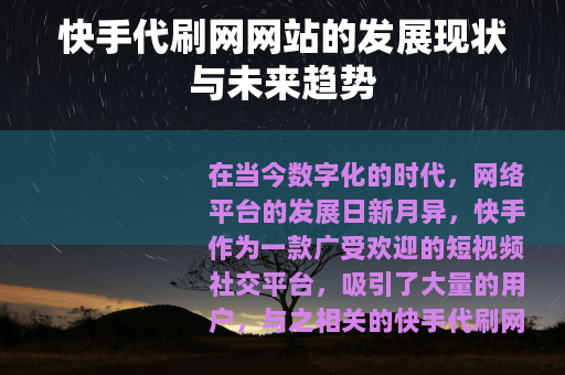 快手代刷网网站的发展现状与未来趋势