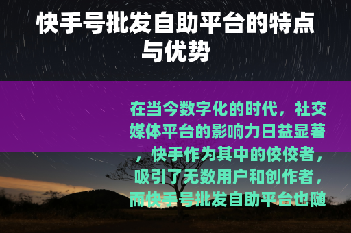 快手号批发自助平台的特点与优势